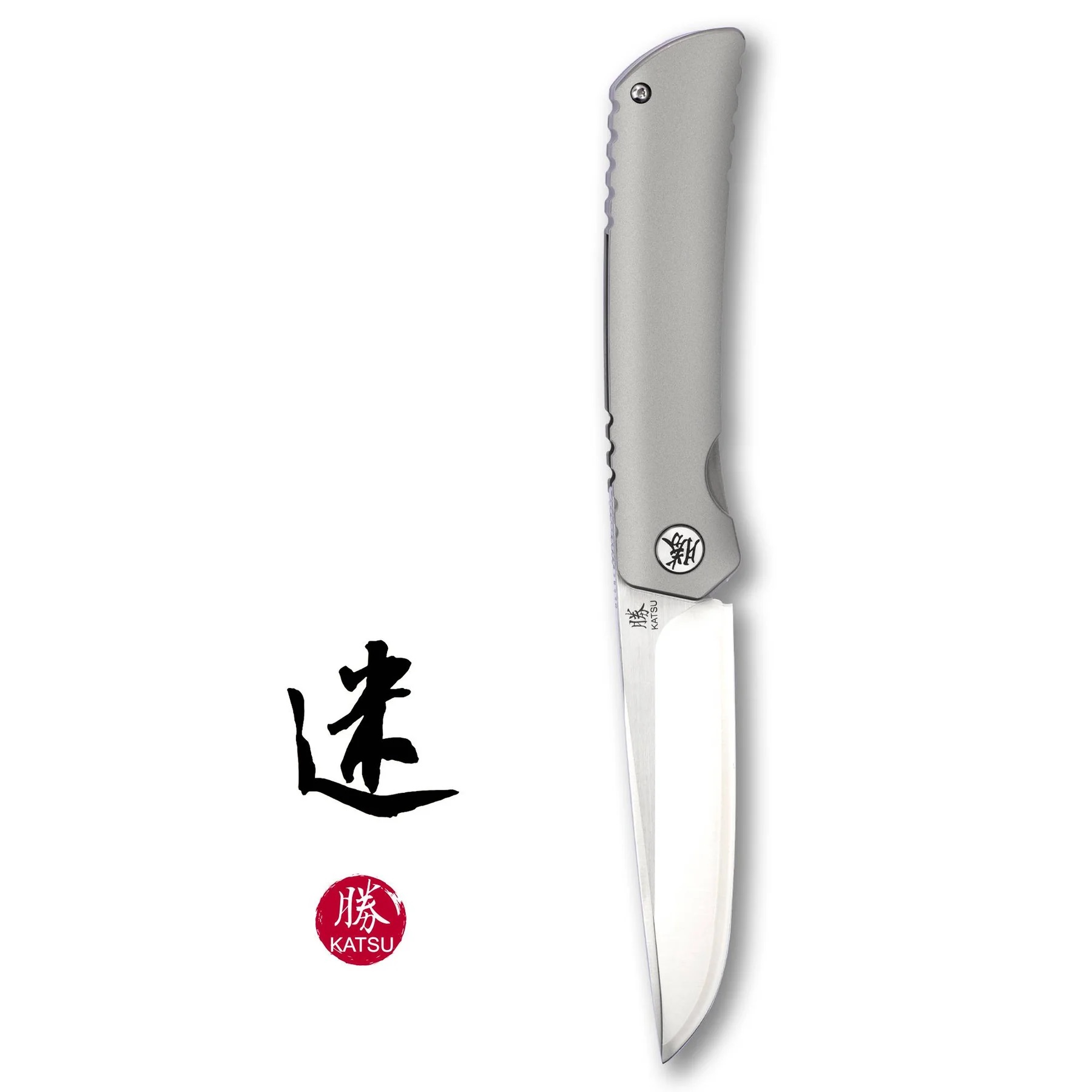 KATSU ZK01 knife with sandblasted titanium handle and ZDP-189 blade