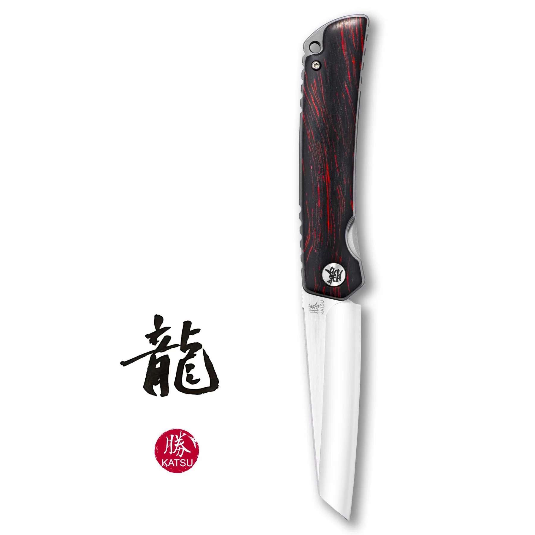 KATSU ZK-T1 knife with mirror-polished Timascus handle