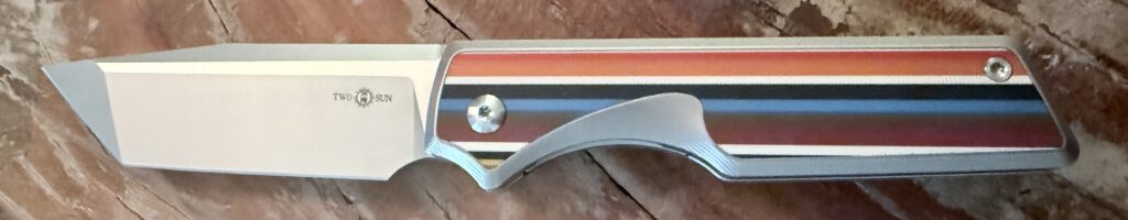Two Sun Folding Knife Color Titanium Handle K110 Plain Edge TS-436